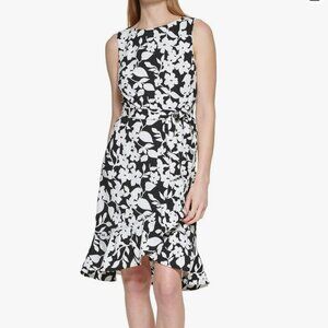 Calvin Klein Black and White Floral Dress